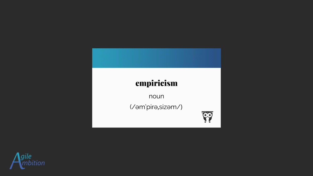 Animated vocabulary card that flips to provide the definition and usage of empiricism