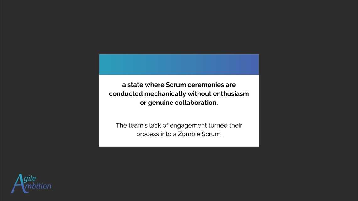 Back of a vocabulary card for the term Zombie Scrum