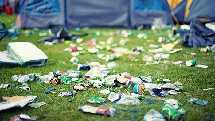 The effects of a festival shot of garbage at a campground
