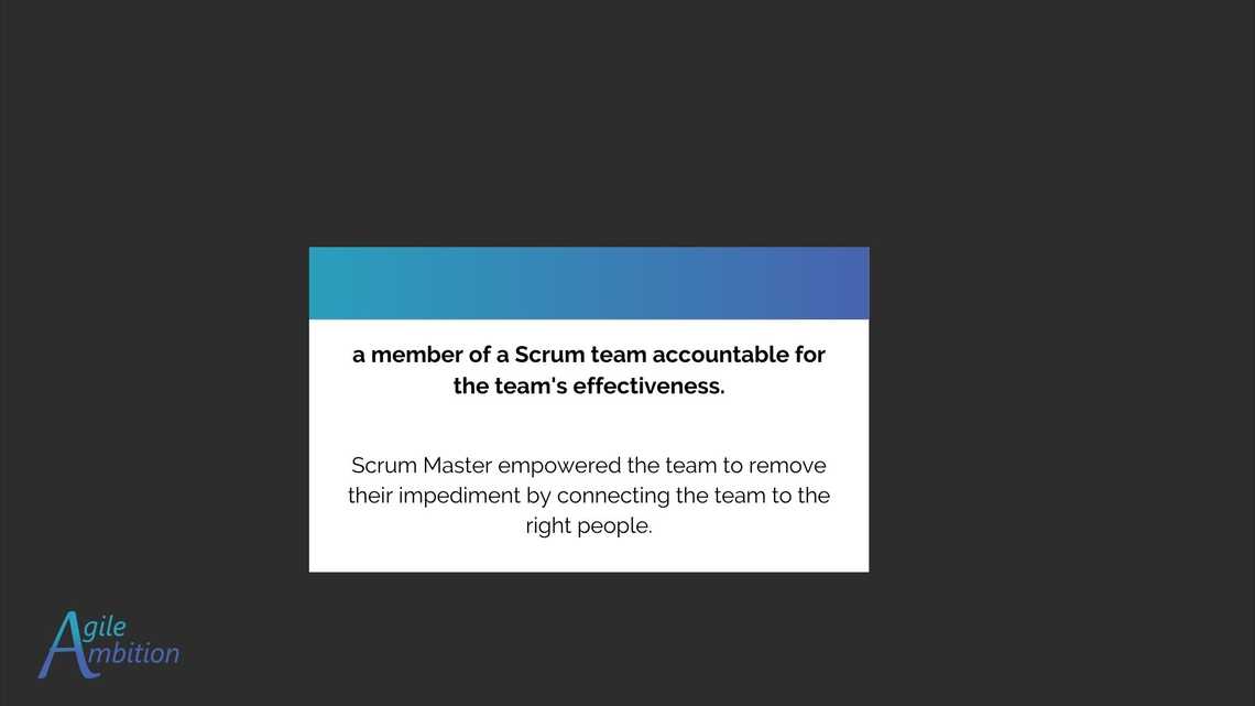 Back of a vocabulary card for the term Scrum Master