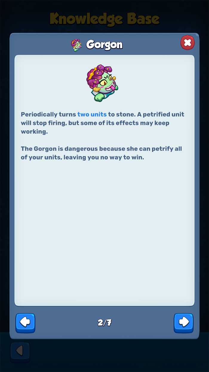 Screenshot of Gorgon Description from Rush Royale