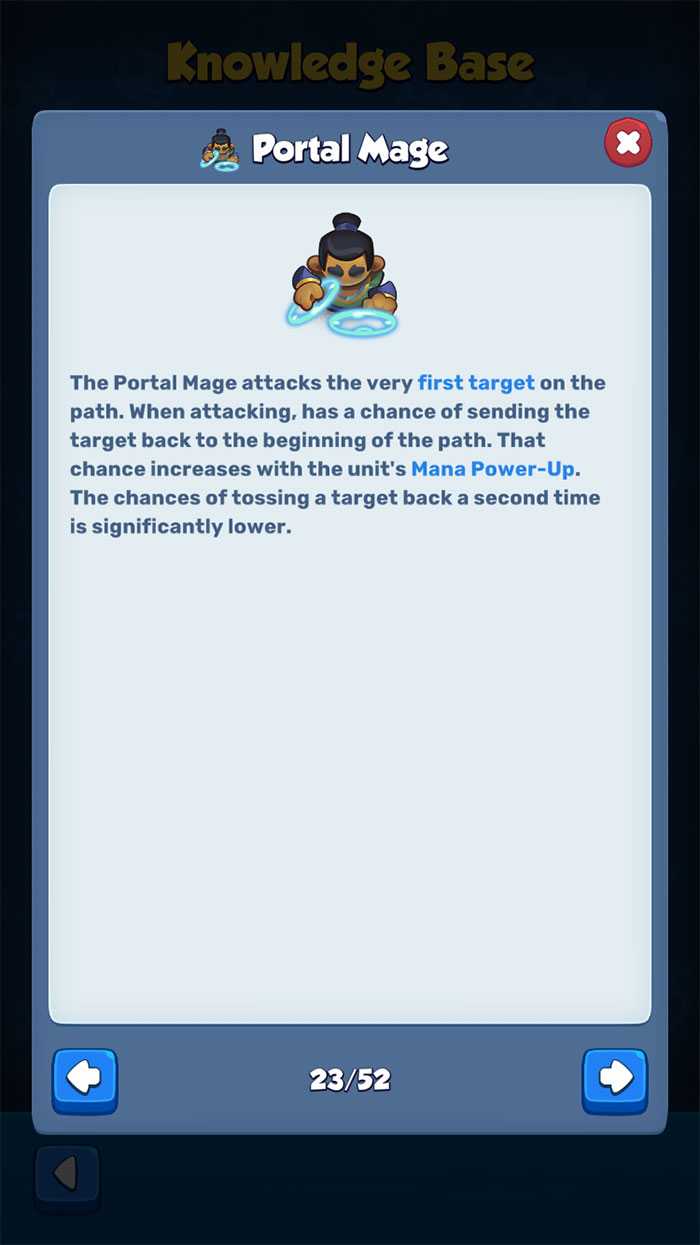 Screenshot of Portal Mage Description from Rush Royale