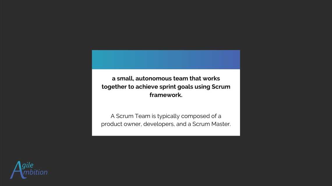 Back of a vocabulary card for the term Scrum Team