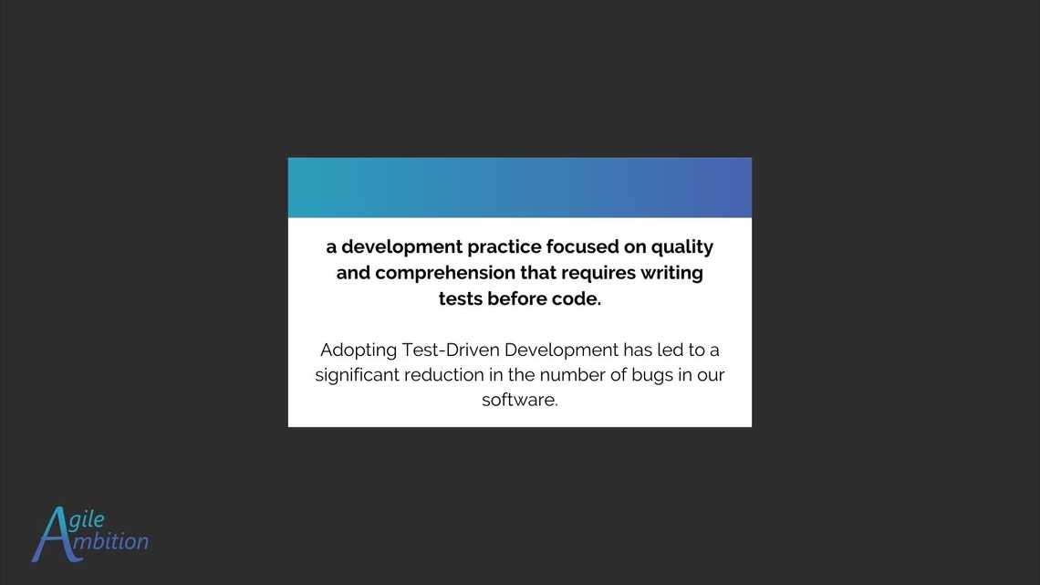 Back of a vocabulary card for the term Test-Driven Development